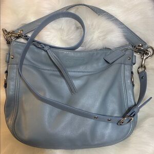 Coach baby cloud blue Leather Shoulder Hobo Bag!  Clean